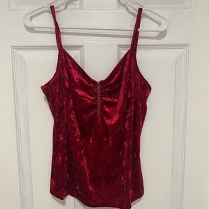 Allegra K Red Velvet Top w/ adjustable straps